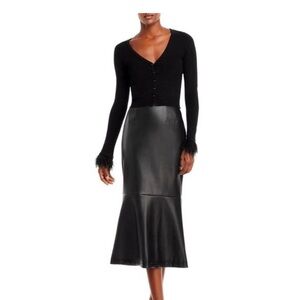 Aqua feather cuff cardigan